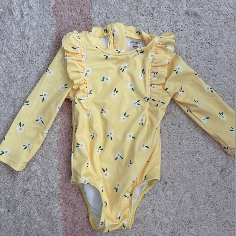 Petit Lem Yellow Floral One-Piece Swimsuit (6-12 months)